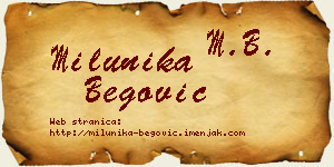 Milunika Begović vizit kartica